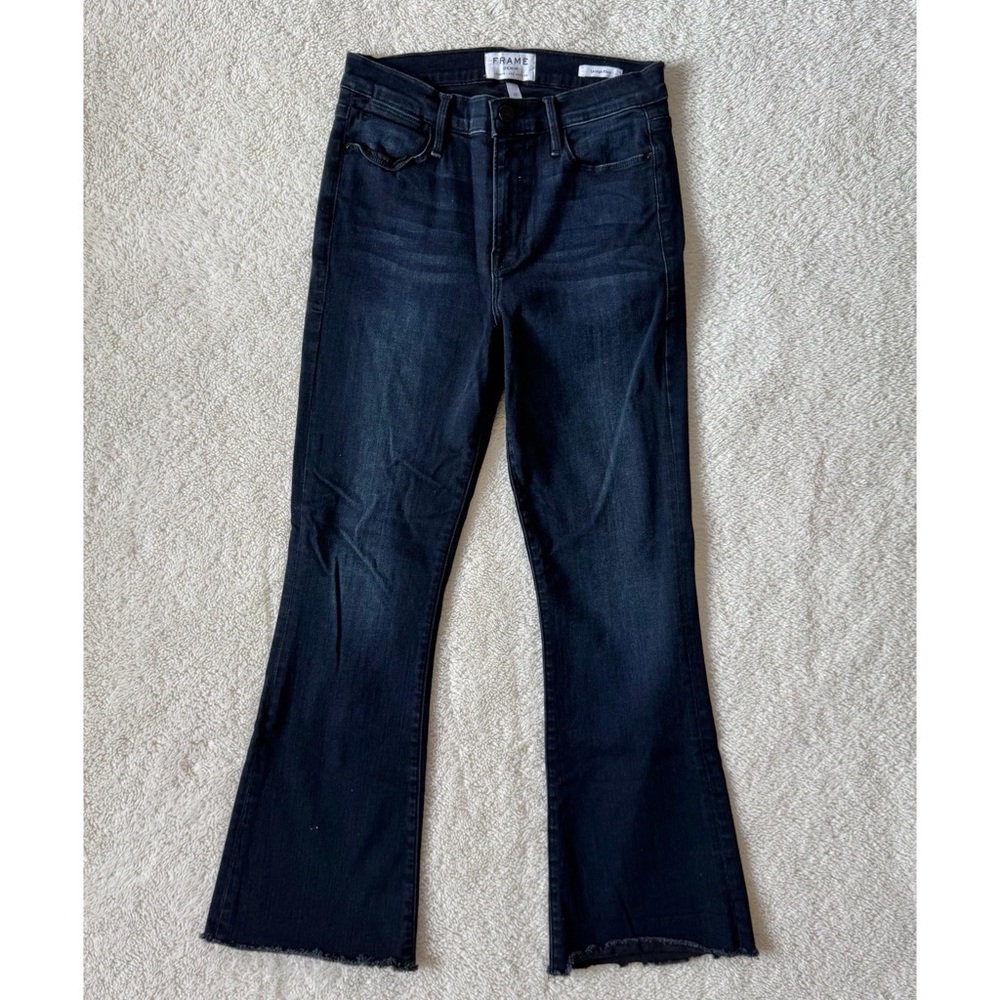 Frame Le High Flare cropped jeans black size 28